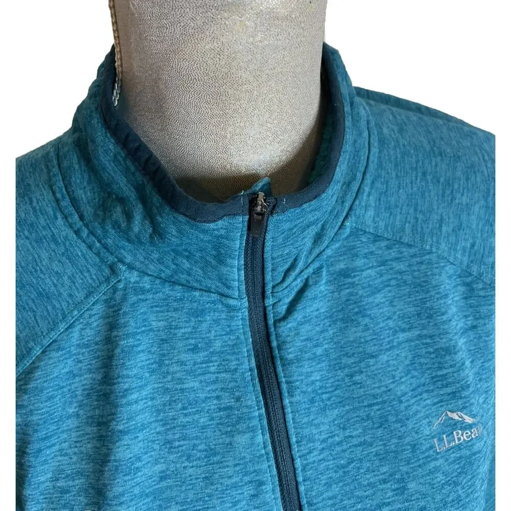 L.L. Bean Adventure Grid Blue Half-Zip Polyester Pullover Thumb Slot Size L Reg - Picture 10 of 15